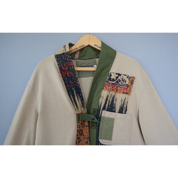 Hamid Holloman Men Patchwork Kimono Cardigan M Casual French Workwear Jacket - Picture 5 of 16